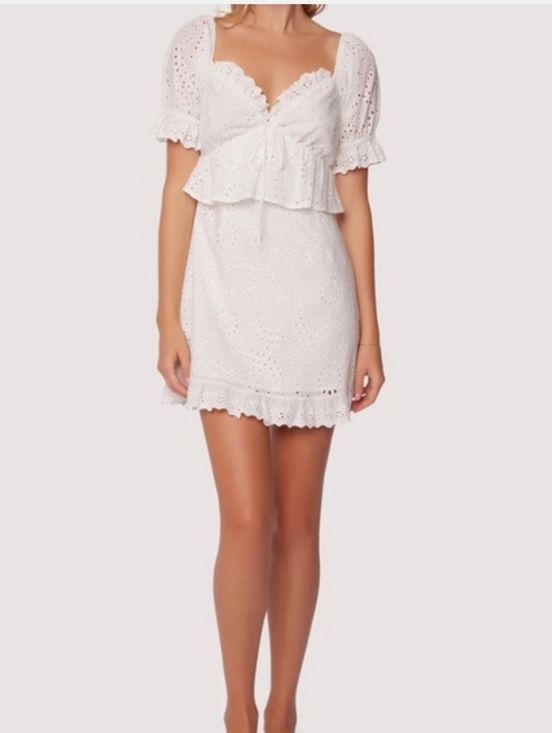 Lost + Wander Dresses & Skirts - Lost + Wander White Eyelet Petals of the Sky Mini Dress Cotton Bridal Si…